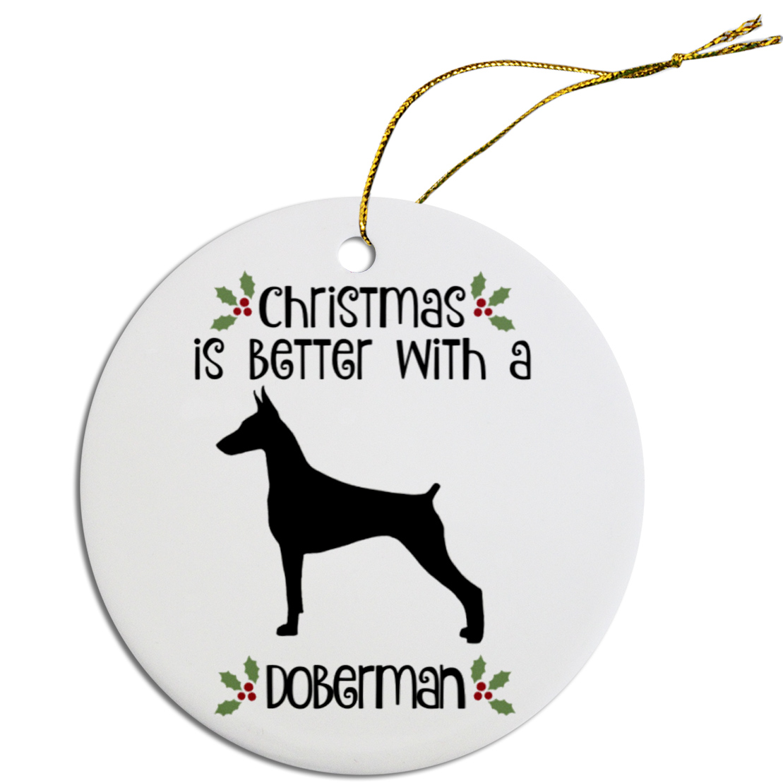 Breed Specific Round Christmas Ornament Doberman